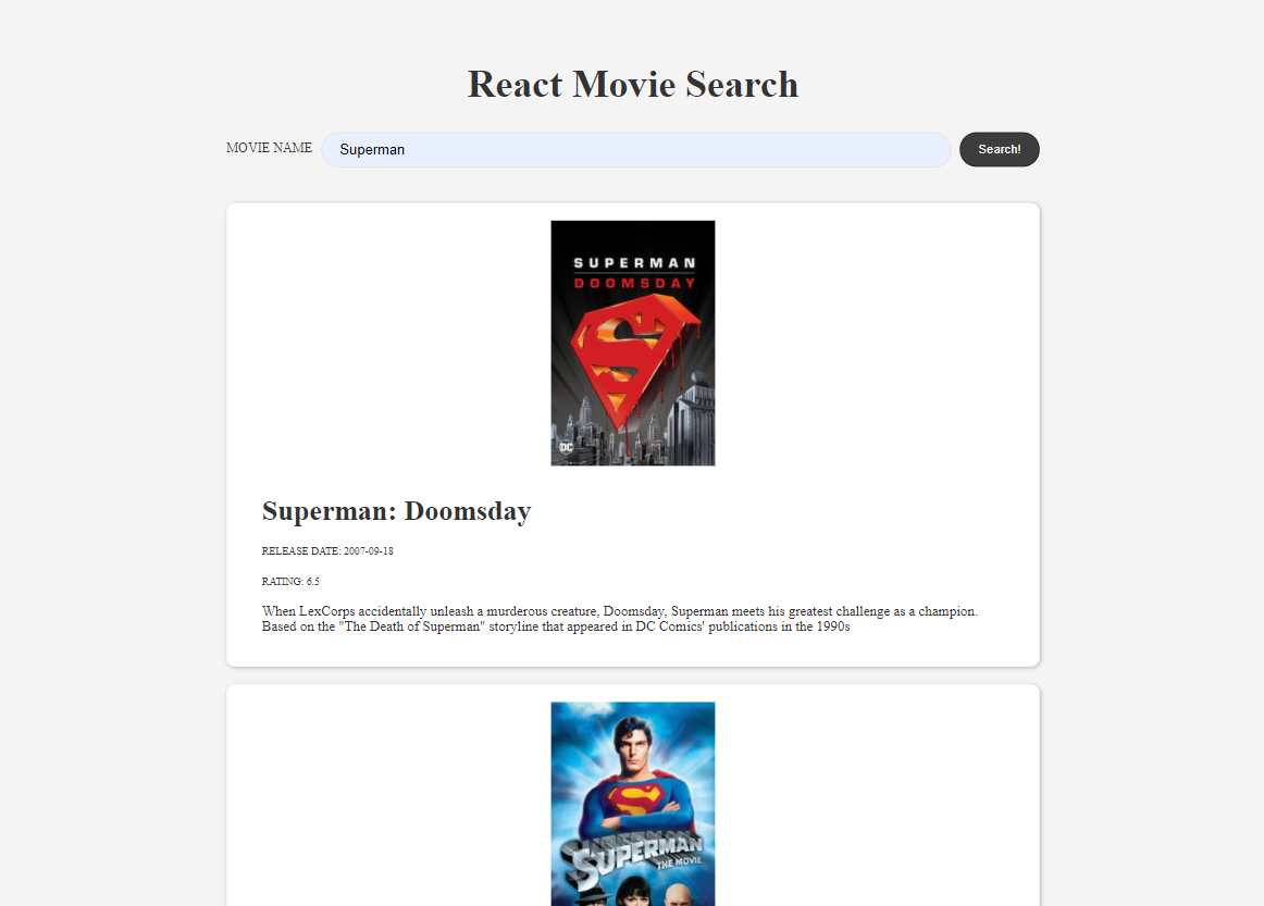 React Movie Search App